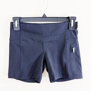 Lululemon Black Spandex Shorts Women's Size 4 EUC Zip Pocket Moisture Wicking